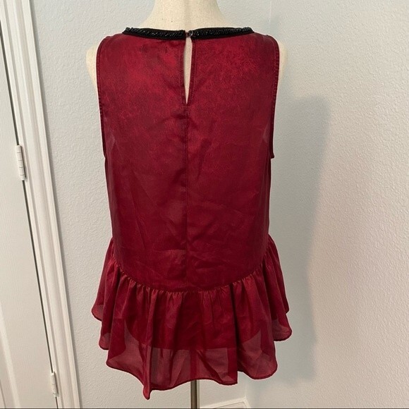 JUICY COUTURE beaded peplum burgundy key hole opening dressy woman top size M - Picture 5 of 12